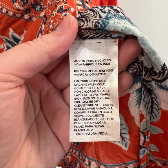 Women’s Chico’s orange patterned long sleeve blouse size 16/18 - Picture 5 of 7